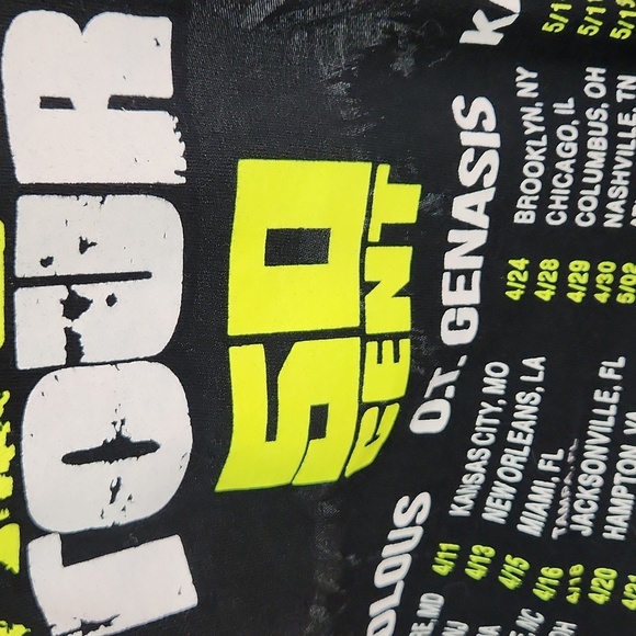 Chris Brown The Party Tour black neon yellow tee shirt 50 cent - Picture 5 of 9
